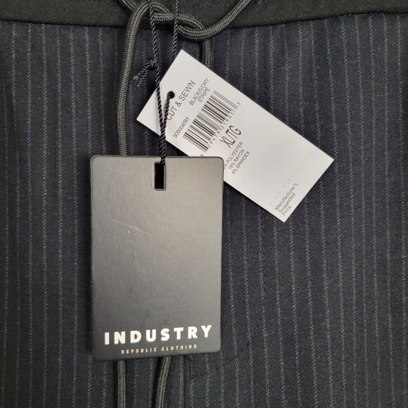 NWT INDUSTRY Republic Clothing Black Pinstripe Drawstring Stretch Pants SIZE XL - Picture 3 of 13